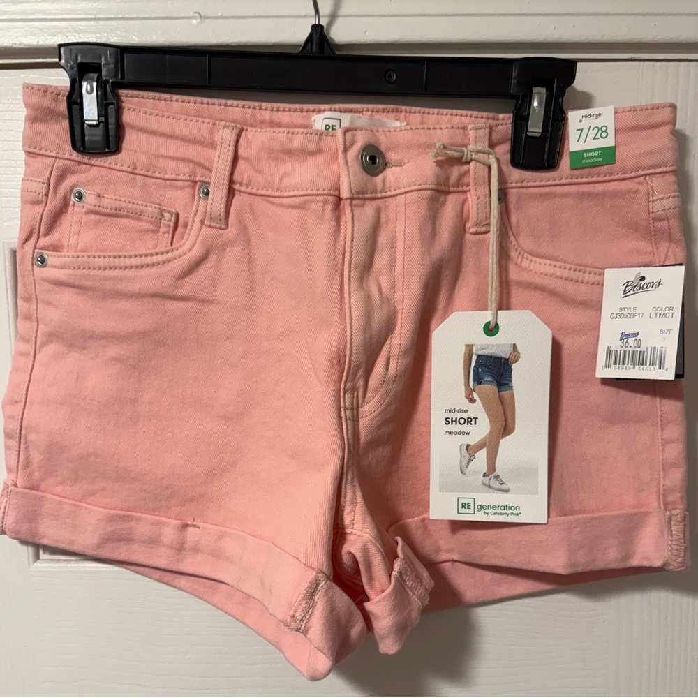 Coral colored Mid-Rise Shorts